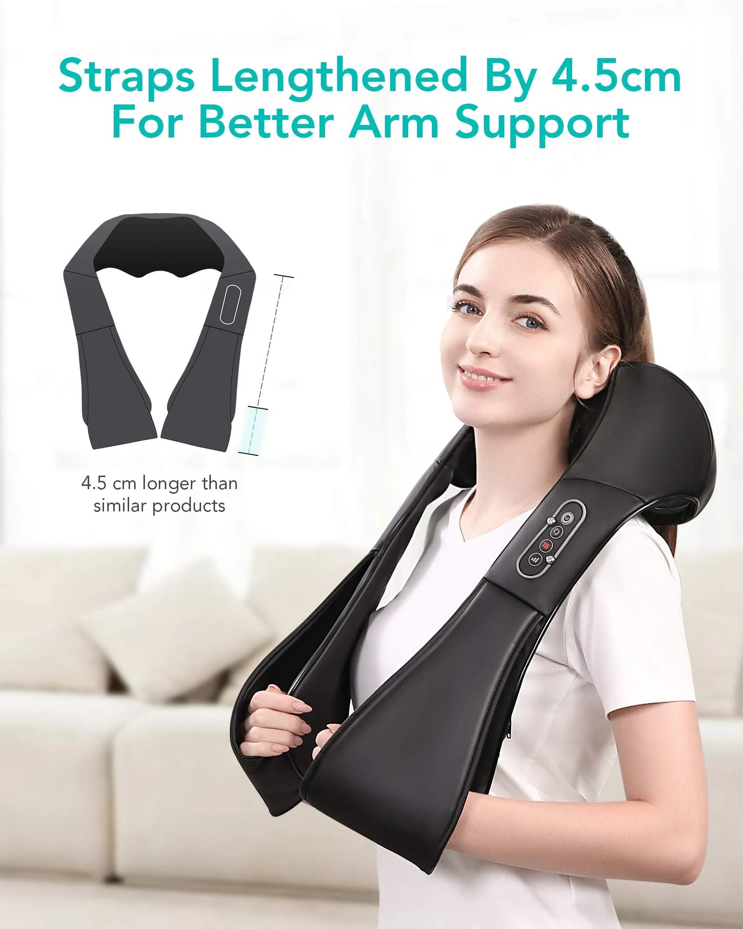 Naipo Shiatsu Back and Neck Massager with Heat Deep Kneading Massage for Neck, Back, Shoulder, Foot and Legs, Use at Home, Car, Office