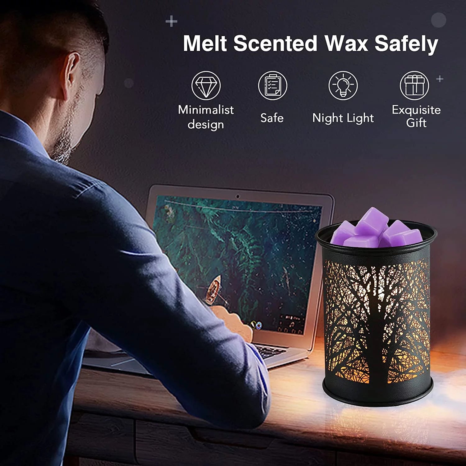 ORnix Metal Wax Warmer, Electric Wax Melt Warmer for Scented Wax Fragrance Candle Oil Burner Melting Night Light for Gift Home Office Bedroom