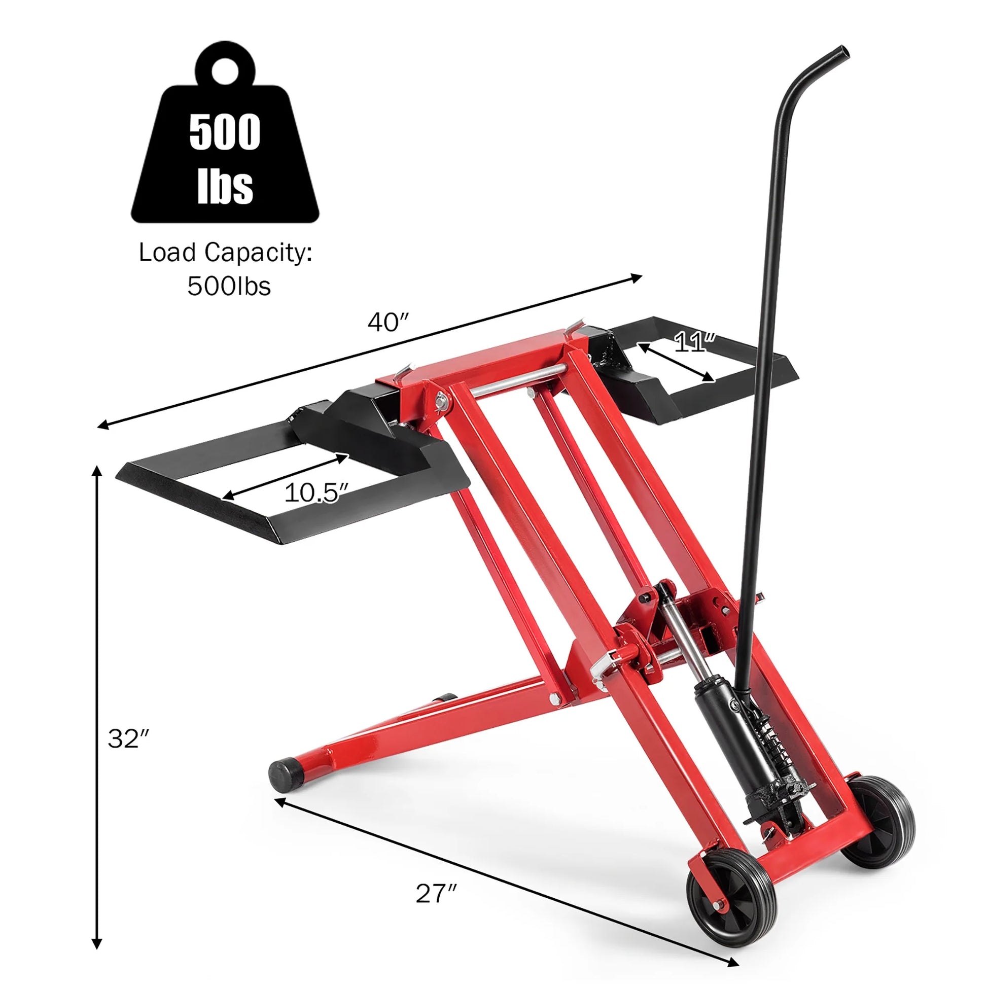 Costway Lawn Mower Lift Jack for Tractors & Zero Turn Riding Lawn Mowers 500lb Capacity