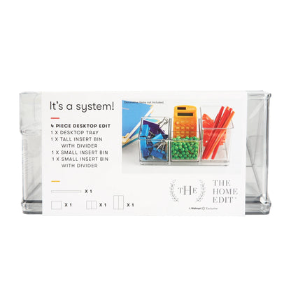 The Home Edit 4-Piece Office Desktop Edit Clear Plastic Storage System