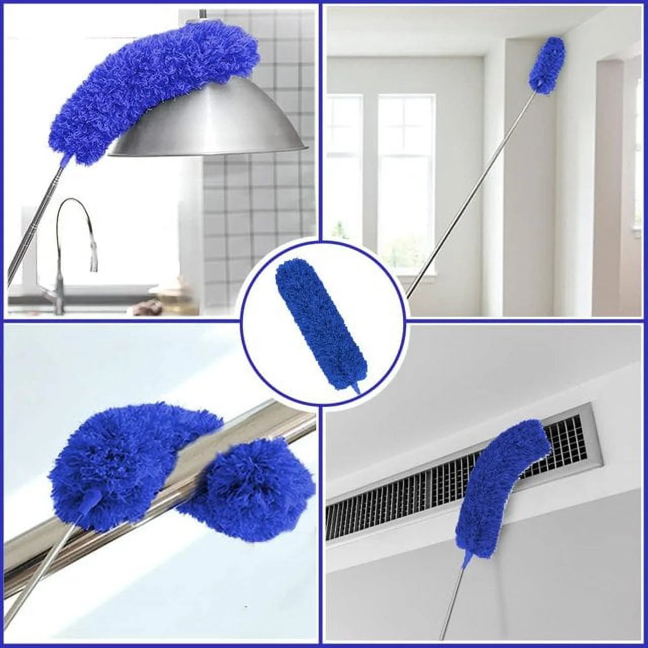 Microfibre Duster for High Ceilings, Duster for Cleaning Fan Cobweb, 100" Telescopic Extension Pole Kit, Reusable Duster, Washable Lightweight Duster for Ceiling Fan Webs, Blinds