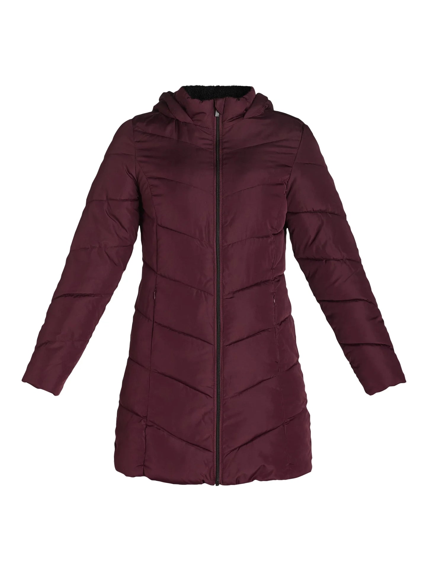 Big Chill Women's and Women's Plus Chevron Quilted Puffer Jacket with Hood, Sizes S-3X