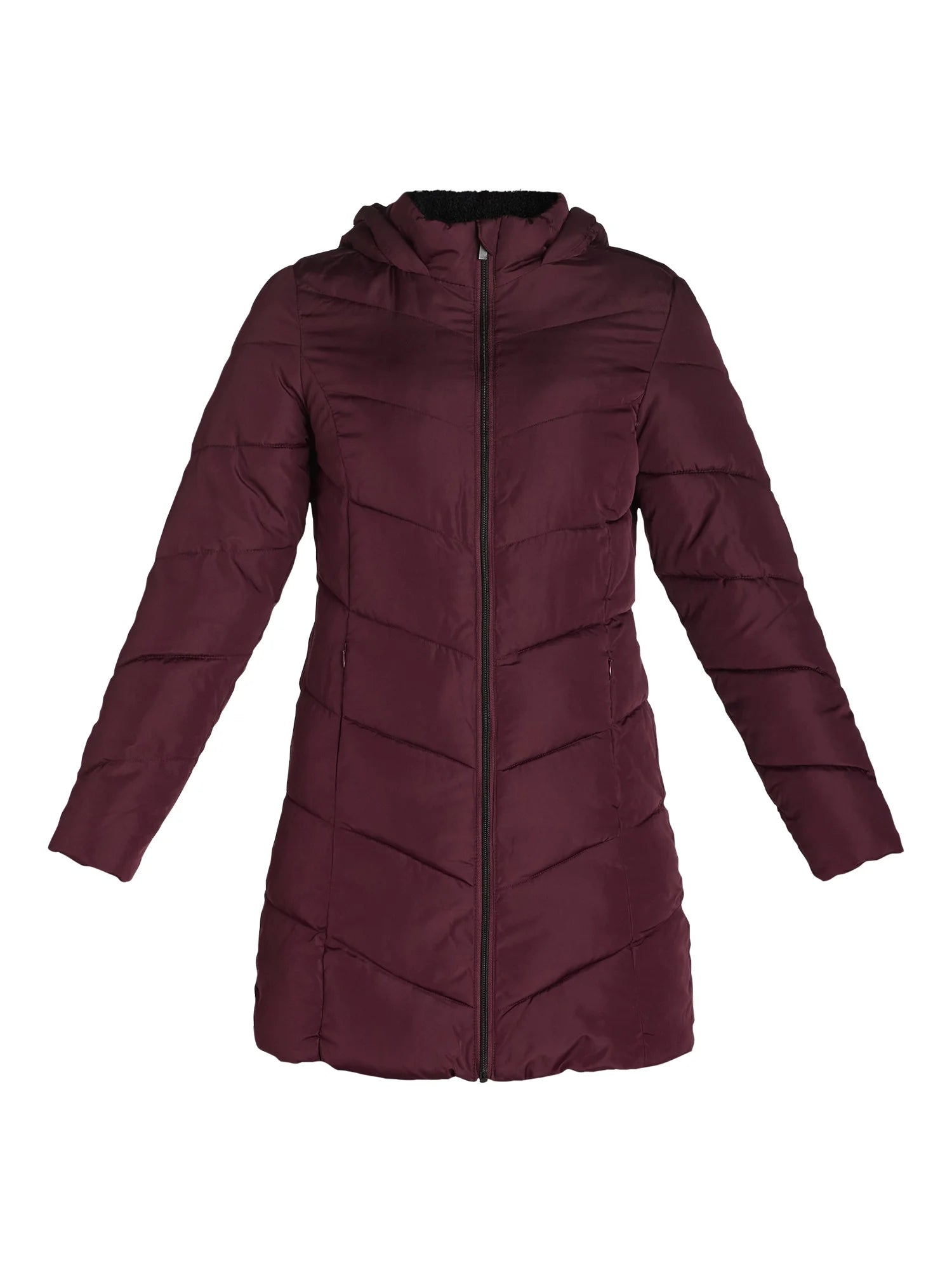 Big Chill Women's and Women's Plus Chevron Quilted Puffer Jacket with Hood, Sizes S-3X