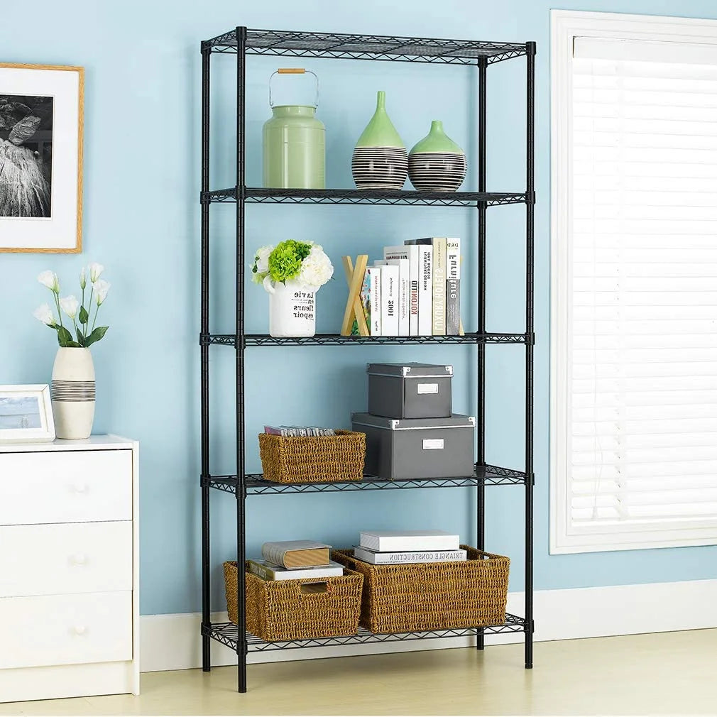 BestOffice 5 Tier Wire Shelving Unit 1250lb Capacity Black