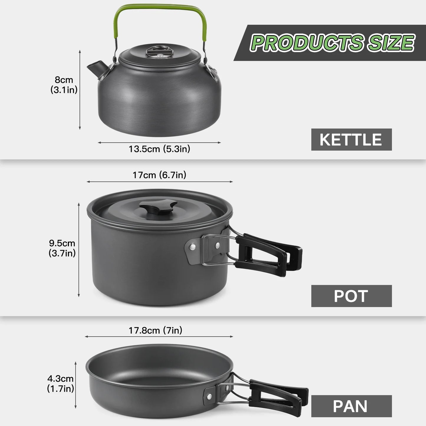 TOMSHOO 22pcs Camping Cookware Mess Kit, Camping Pot and Pan Cooking Set Outdoor Camping Hiking Backpacking Cooking and Picnic