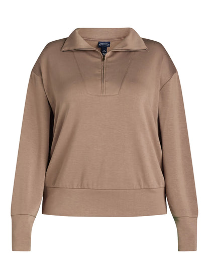 Scoop Women’s & Women's Plus Ultimate ScubaKnit Half Zip Sweatshirt, Sizes XS-4X