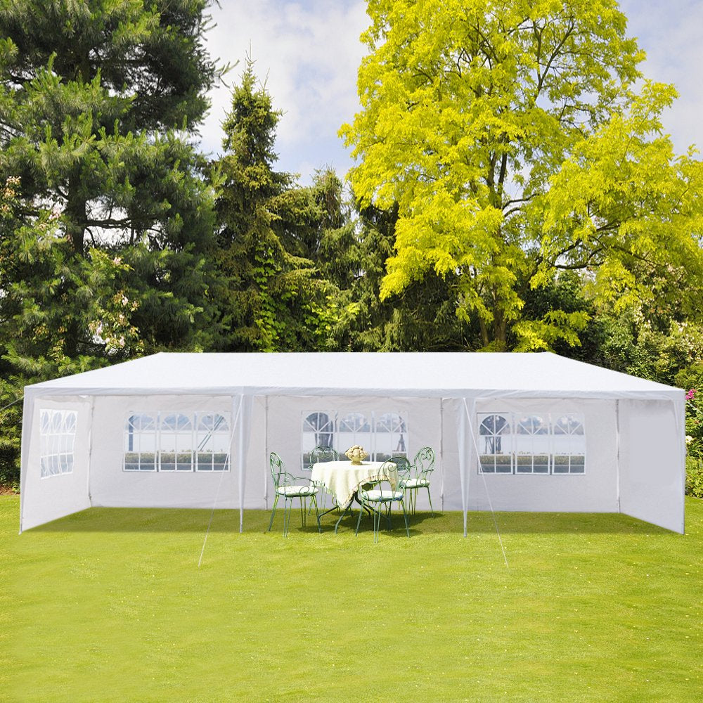  10 X 10 Canopy Tent with 4 Removable Sidewalls for Patio Garden, Sunshade Outdoor Gazebo BBQ Shelter Pavilion, for Party Wedding Catering Gazebo Garden Beach Camping Patio, White, S10667