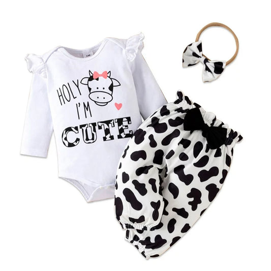 PatPat Newborn Baby Girl Clothes Long Sleeve Romper Bodysuit and Pants Outfit Set, 0-3 Months