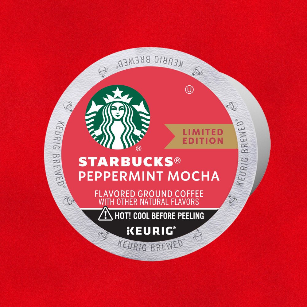 (4 pack) Starbucks K-Cup Coffee Pods, Peppermint Mocha Naturally Flavored Coffee, 1 Box (22 Pods)