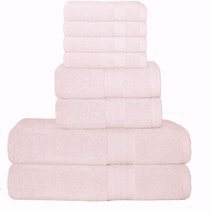 GLAMBURG Ultra Soft 8-Piece Towel Set - 100% Pure Ringspun Cotton, Contains 2 Oversized Bath Towels 27x54, 2 Hand Towels 16x28, 4 Wash Cloths 13x13 - Ideal for Everyday use, Hotel & Spa - Black