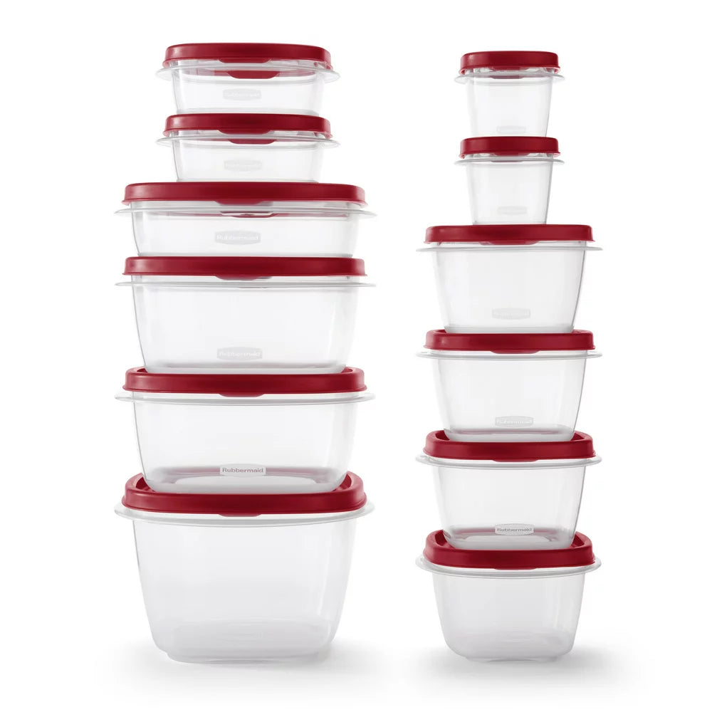 Rubbermaid EasyFindLids 24 Piece Food Storage Containers Variety Set, Red