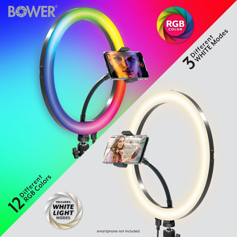 Bower 12-inch LED RGB Ring Light Studio Kit with Special Effects; Black