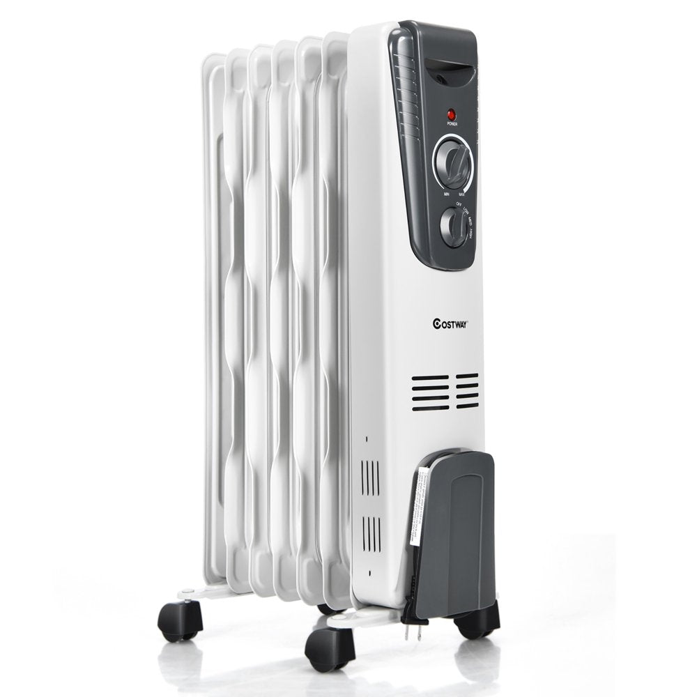 Costway 1500W Electric Oil Filled Radiator Space Heater 5.7 Fin Thermostat Room Radiant