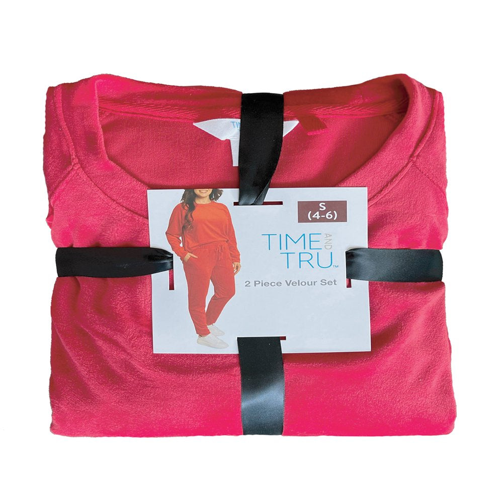 Time and Tru Women's Velour Top and Pants Set, 2-Piece, Sizes S-XXXL