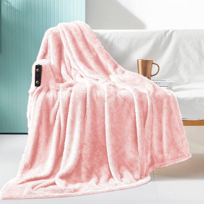 Exclusivo Mezcla Plush Fuzzy Large Fleece Throw Blanket ( 50" X 70", Black)- Soft, Warm& Lightweight