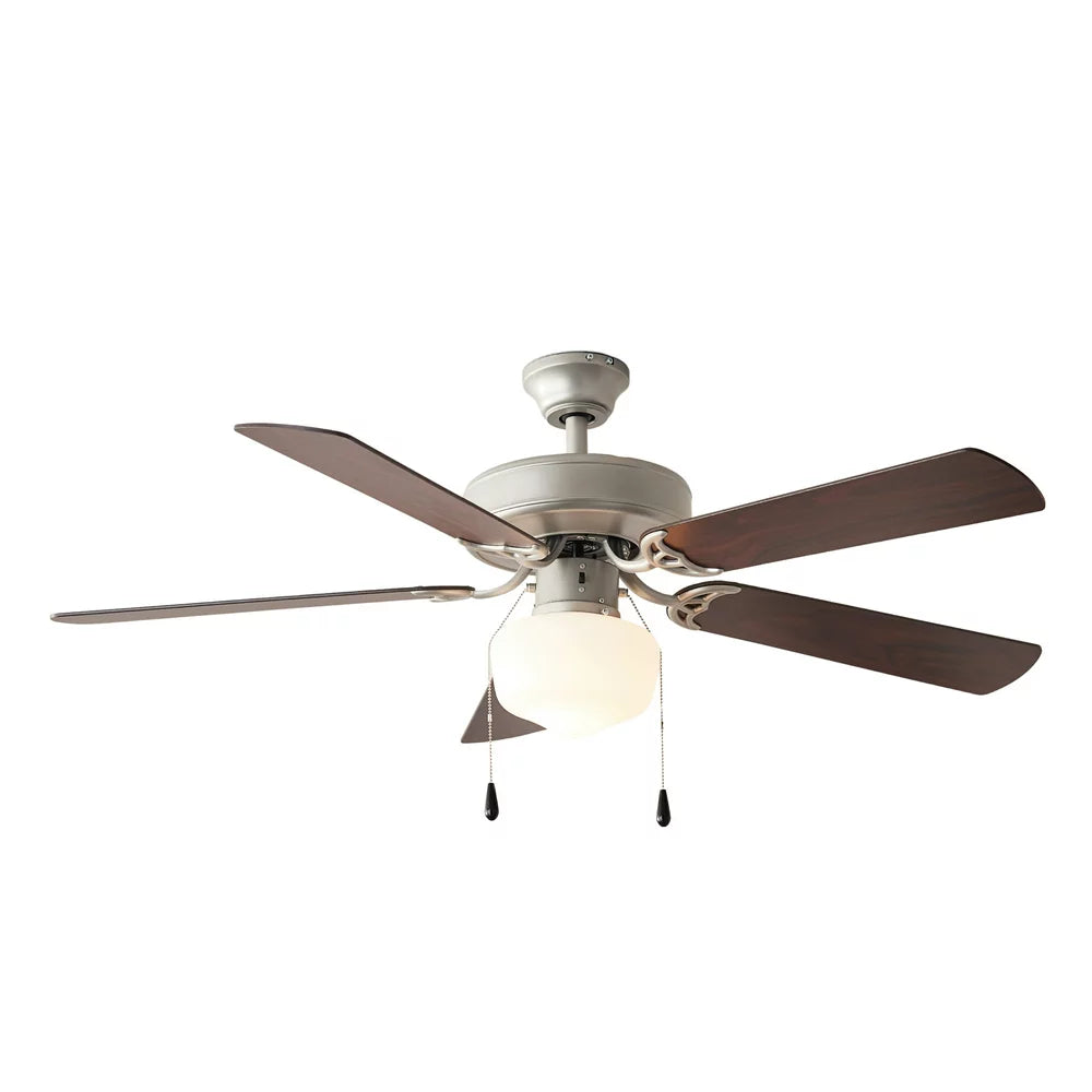 Mainstays 52 Inch Downrod Ceiling Fan with Light Kit, Satin Nickel, 5 Blades, Reverse Airflow