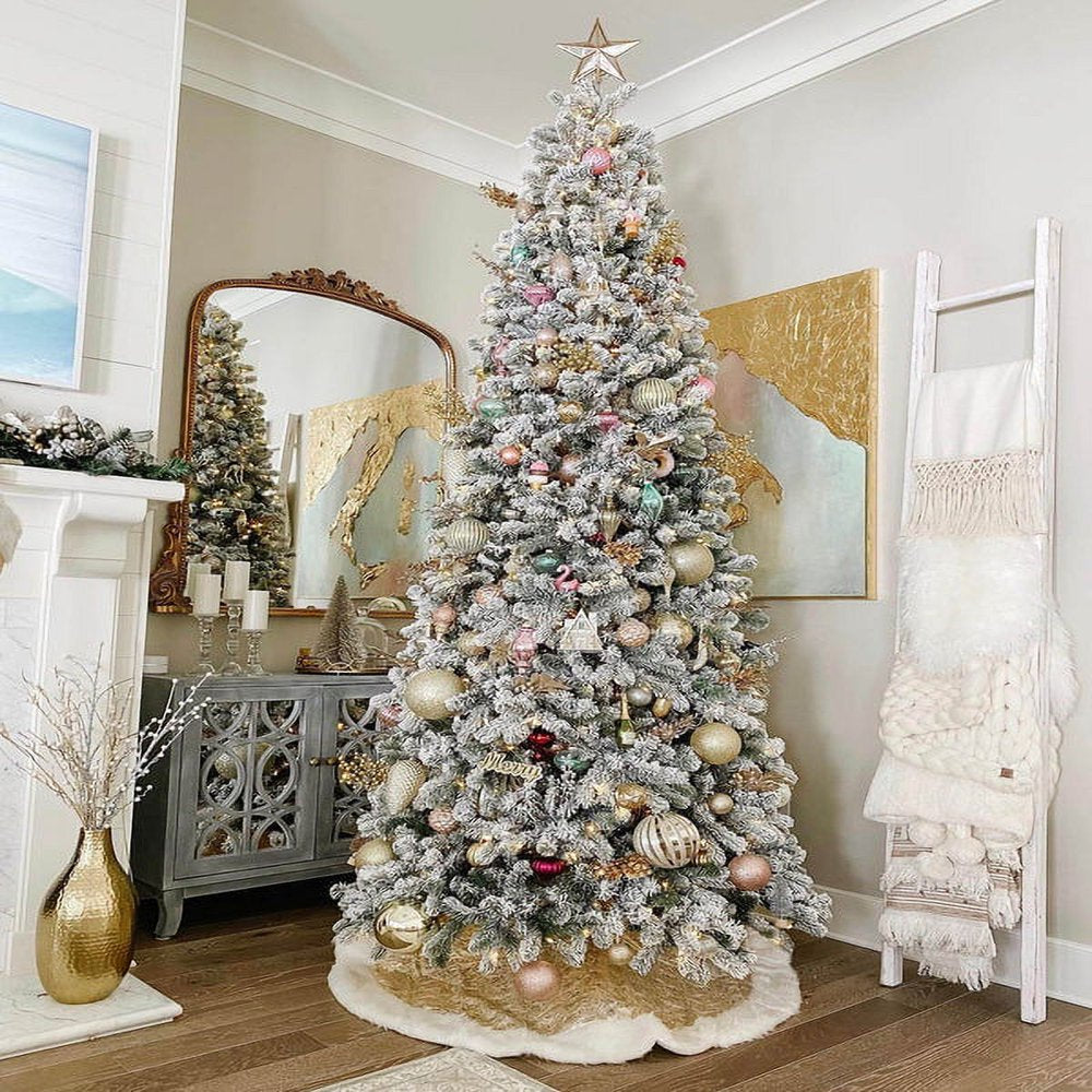 7.5' King Flock® Slim Artificial Christmas Tree Unlit