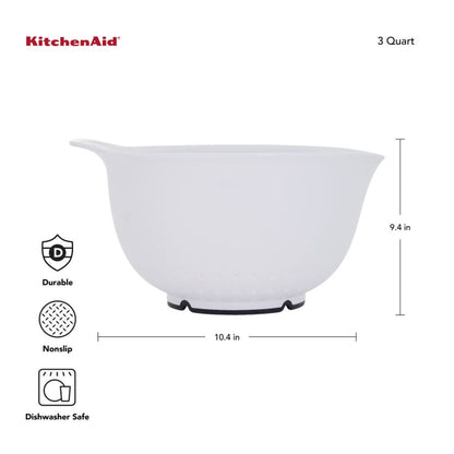 KitchenAid 21-Piece Plastic with Non-Skid Bottom Mixing Bowl and Measuring Set White