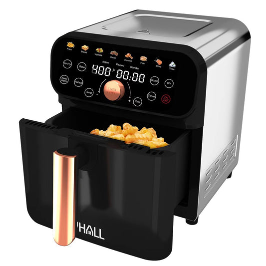 WHALL Air Fryer - 6.2QT Air Fryer Oven, 12-in-1 Stainless Steel Air Fryer with LED Smart Touchscreen, Reduce 85% Fat, 1600W