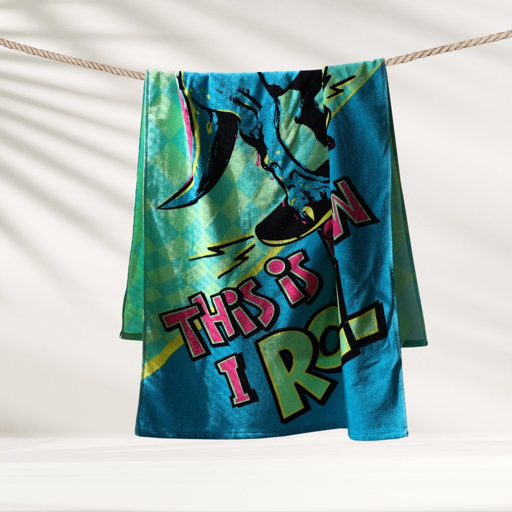 Mainstays Velour Beach Towel, Skateboard Dinosaur, Multi-Color , 28X60