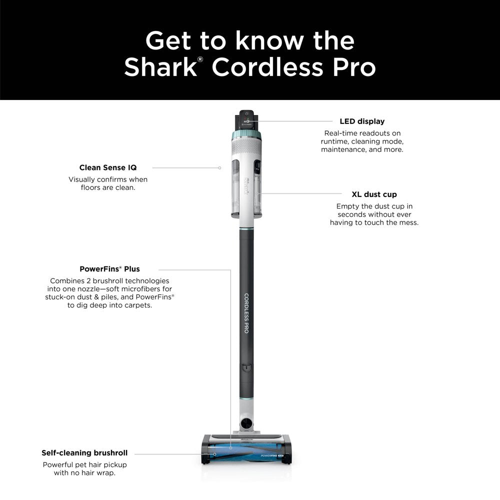 Shark Cordless Pro Stick Vacuum Cleaner with Clean Sense IQ, IZ540H