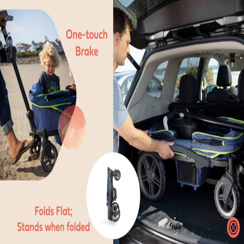 Gladly Family Anthem4 All-Terrain 4-Seater Wagon Stroller, Rugged Wheels, Canopy, Foldable, Sand & Sea