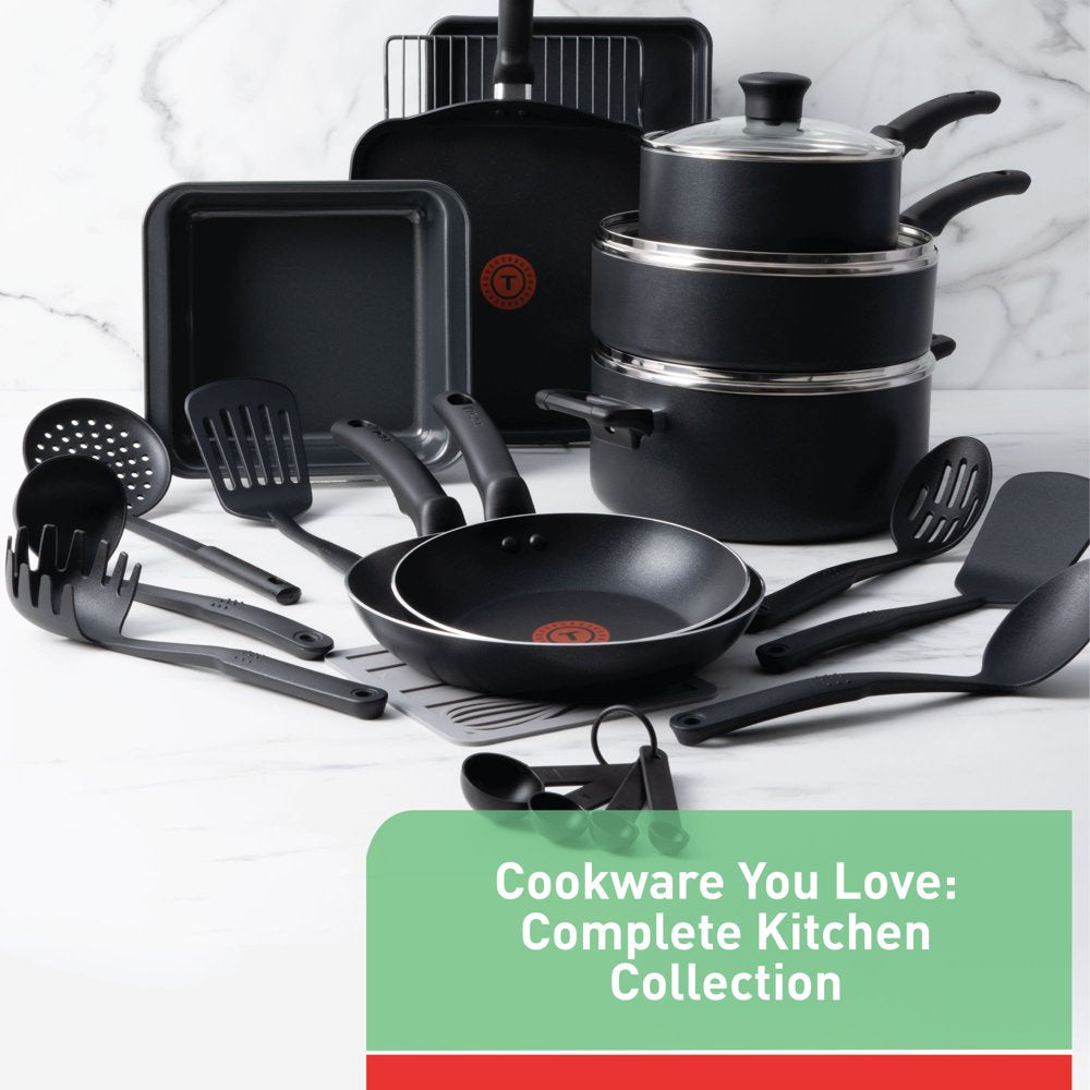 T-fal Kitchen Solutions 21-Piece Nonstick Cookware Set, Black