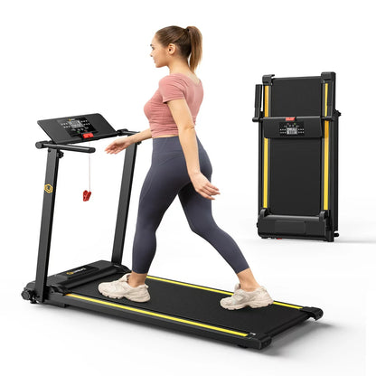 Folding Treadmill, 2.25HP 12HIIT Modes 265 Lb Capacity Compact Mini Treadmill for Home Office