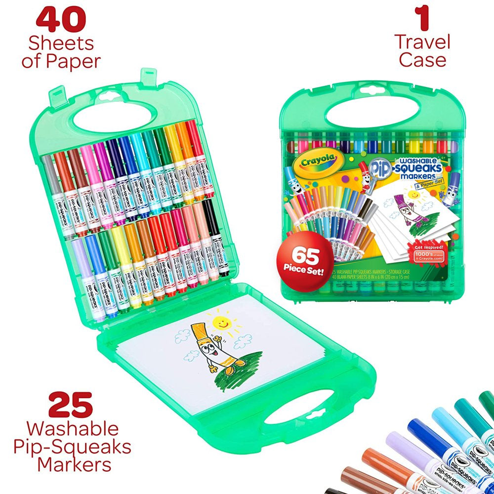 Crayola Pip Squeaks 25 Washable Markers Set with Paper, Holiday Gift for Kids, Stocking Stuffer, Ages 4+