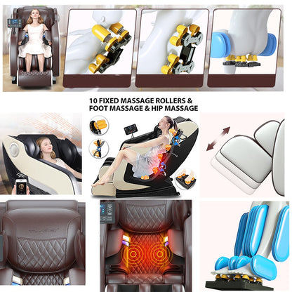 Relax Rejuvenate Zero Gravity Massage Chair Full Body Recliner Air Pressure, Bluetooth, Heat, and Foot massage Black