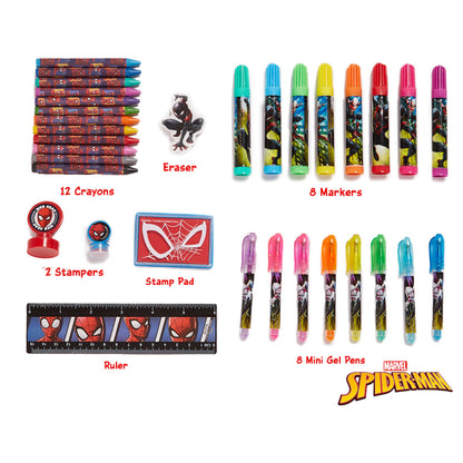 Marvel Spiderman Boys  Art Kit with Carrying Tin Gel Pens Markers Stickers 300 Pc