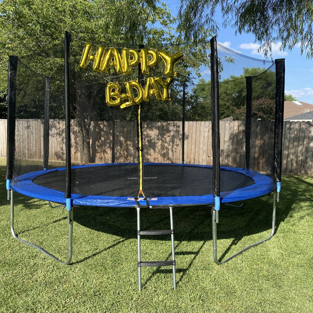 Doufit 10FT Trampoline Jump Recreational Backyard Trampolines Weight Capacity 330lbs with Safe Enclosure Net for 3-4 Kids Adults Indoor Outdoor, ASTM Approved