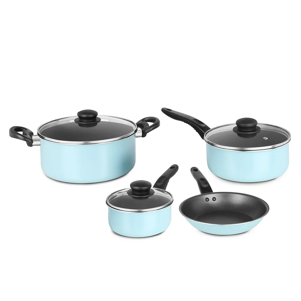 7 Piece Non-Stick Cookware Set Aluminum Mint, Dishwasher Safe