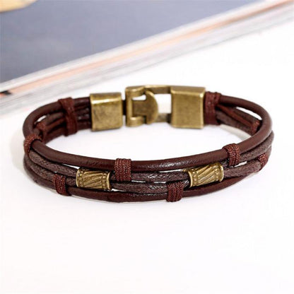 SHOPESSA New Men'S Braided Leather Stainless Steel Cuff Bangle Bracelet Wristband Early Access Deals Family Gifts 2022 Christmas Savings on Clearance