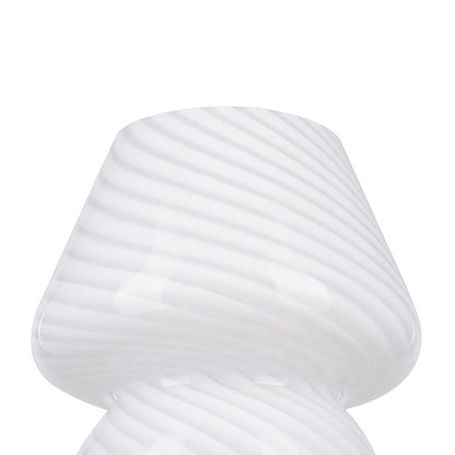 8" Glass Mushroom Lamp, White Stripe, Glossy Finish