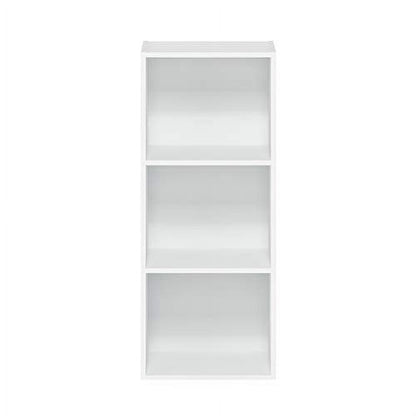 Furinno 11003WH 3 - Tier Open Shelf Bookcase, White Color - 12" W x 31.5" H x 9.3" D