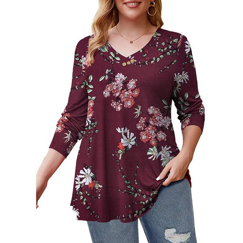 FOLUNSI Women's Plus Size Tops Casual Blouses Long Sleeve Flowy Tunic Tops m-4xl