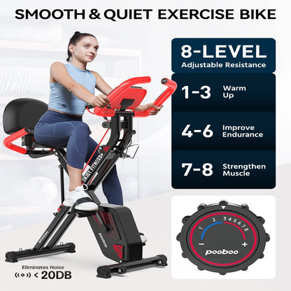 3In1 Foldable Exercise Bike Indoor Cycling Bike Magnetic Stationary Bike Fitness Gym Workout 300Lb