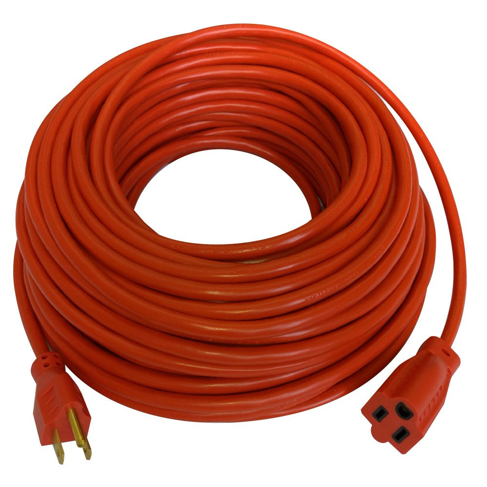 100ft Indoor and Outdoor Light Duty Orange Vinyl Extension Cord