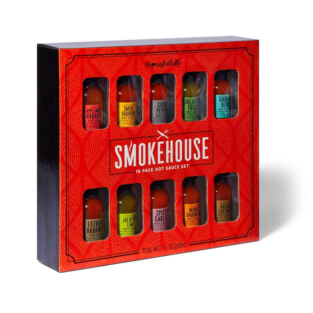 Smokehouse by Thoughtfully, Hot Sauce Gift Set, Variety of Natural Flavors, Set of 10