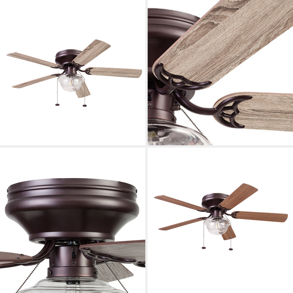 Better Homes & Gardens Wyndham 52" Bronze Ceiling Fan with Light, 5 Blades, Pull Chains & Reverse Airflow