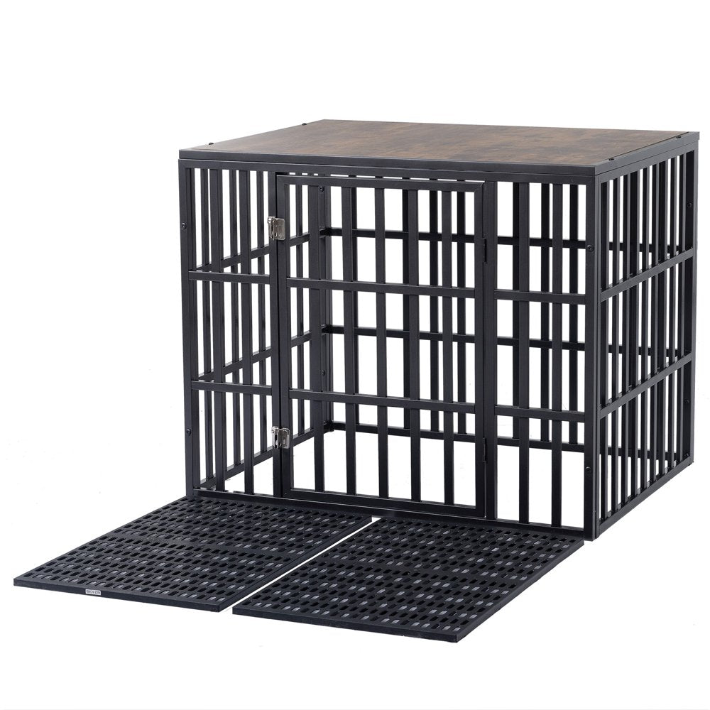 Pefilos 38" Heavy Duty Dog Crate for Large and Medium Dogs, Decorative Dog House with Cover Metal Dog Fence Cage Kennel Indoor, Black