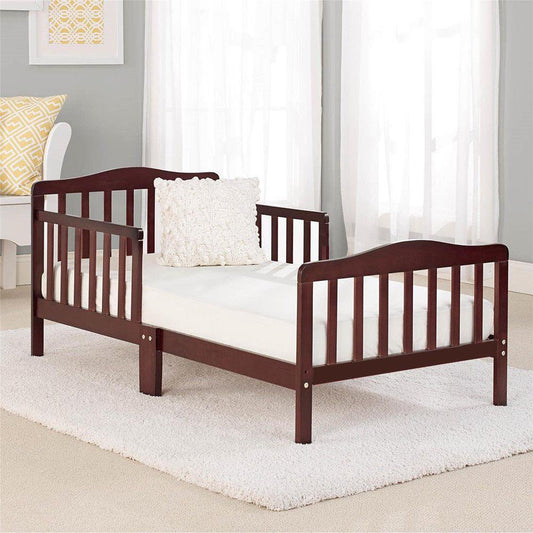 Ktaxon Baby Toddler Bed Solid Wood Bedroom Furniture with Safety Rails Espresso