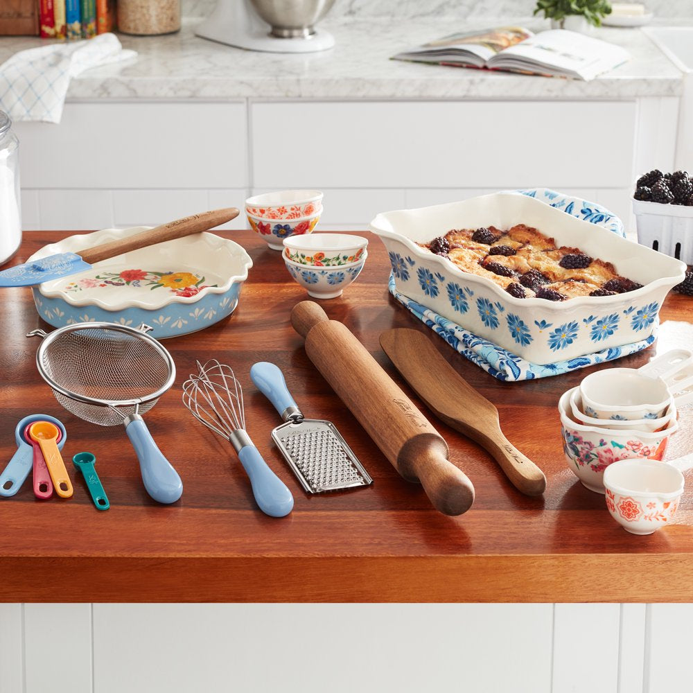 The Pioneer Woman Brilliant Blooms 20-Piece Blue Bake & Prep Set with Baking Dish & Measuring Cups