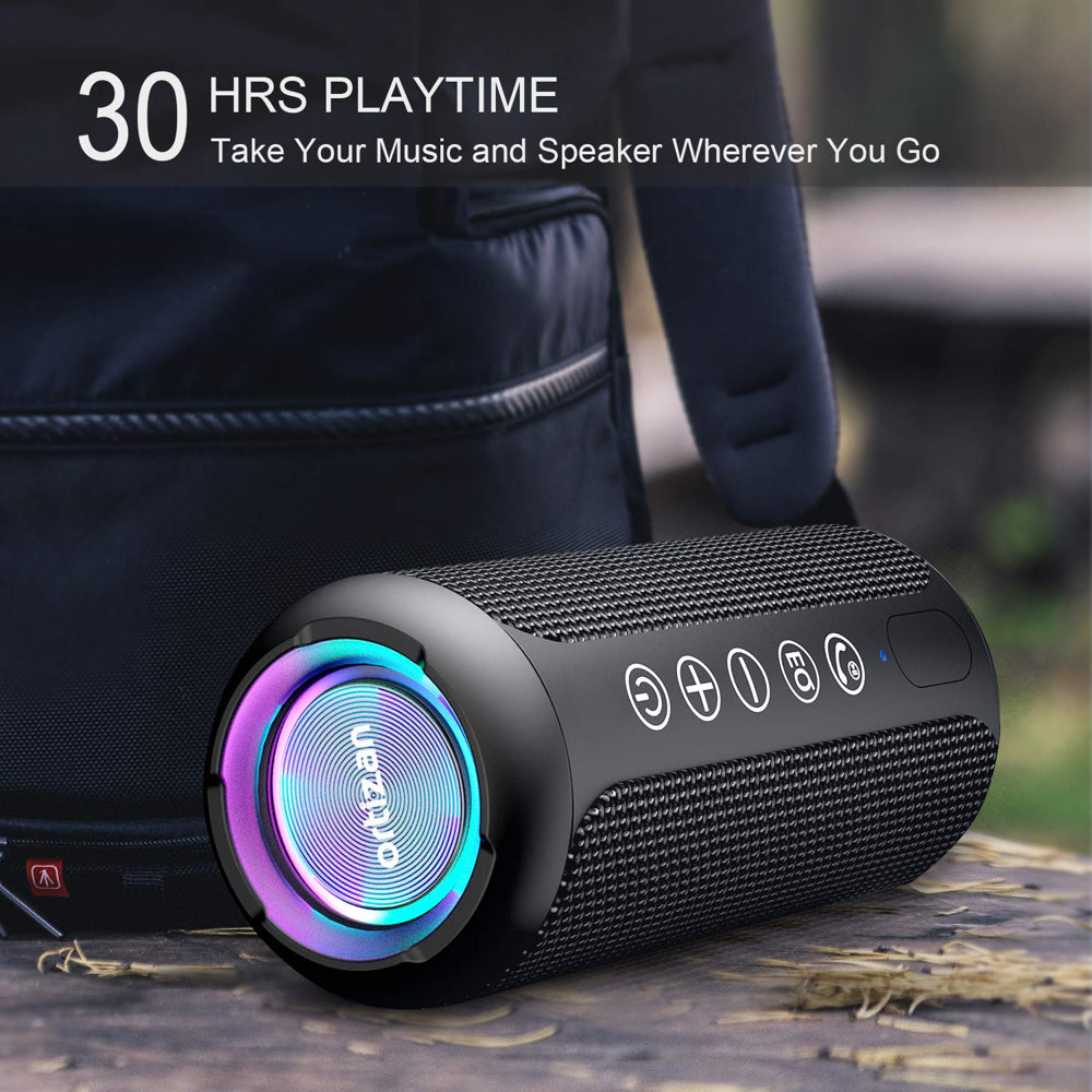 Ortizan Portable IPX7 Waterproof Wireless Bluetooth Speaker with 24W Loud Stereo Sound, 30H Playtime, Black