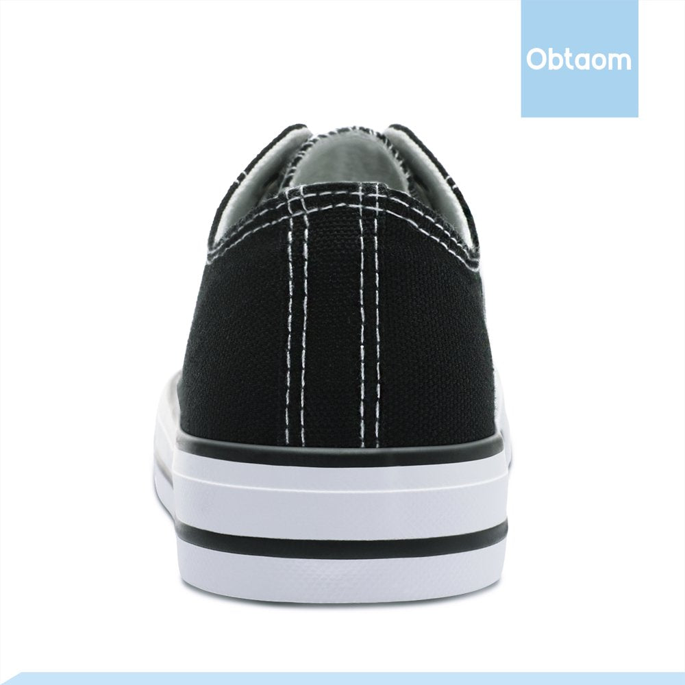  Women's Canvas Fashion Sneakers Cute Low Top Shoes Comfortable Canvas walking Flats for Lady(Black,US9)