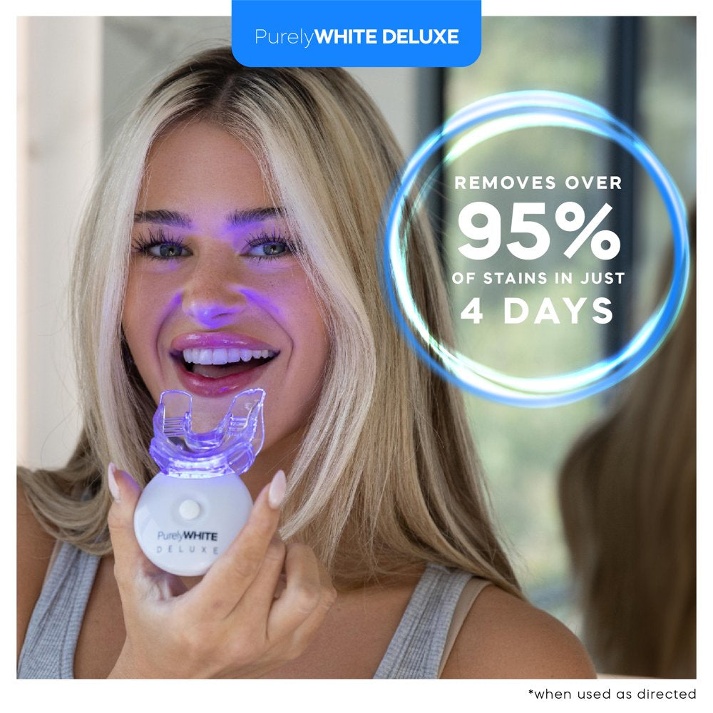 PurelyWHITE DELUXE Teeth Whitening Kit, Complete LED Teeth Whitening, 15+ Treatments, Whiter Smile In 7 Minutes