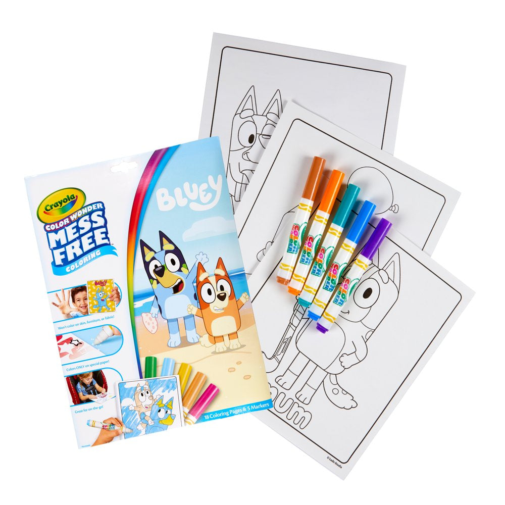 Crayola Color Wonder Mess Free Bluey Coloring Set, 18 Pages, Gifts for Beginner Unisex Child