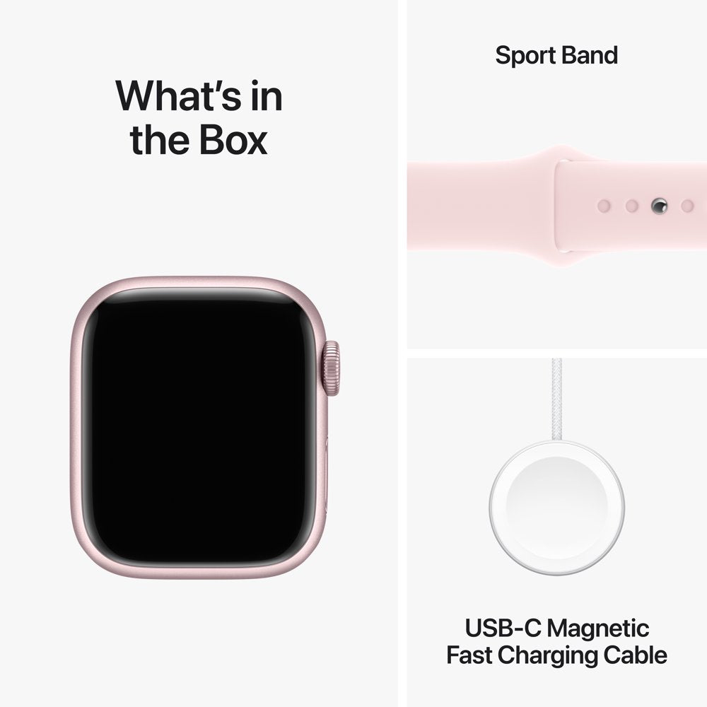 Apple Watch Series 9 GPS 41mm Pink Aluminum Case with Light Pink Sport Band - S/M