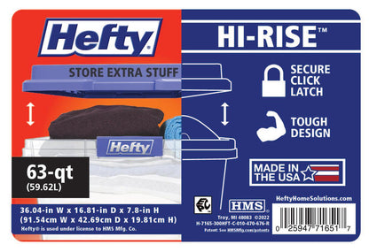 Hefty 63 Qt. Clear Storage Bin with Blue HI-RISE Lid